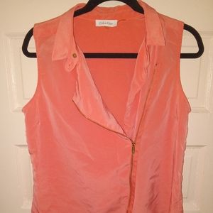 Calvin Klein V-Neck, Sleeveless, Zip Front Top